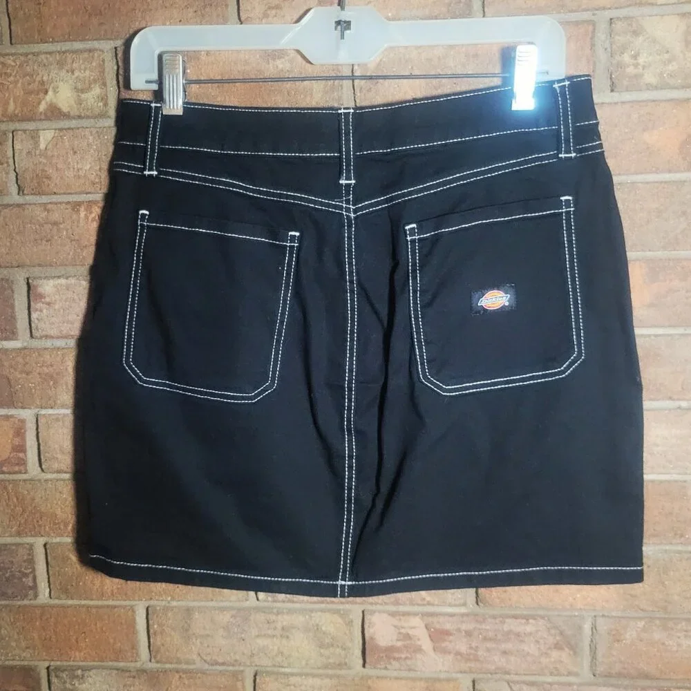 DICKIE'S Women's Carpenter Black Contrast Stitch Mini Skirt - Size 30